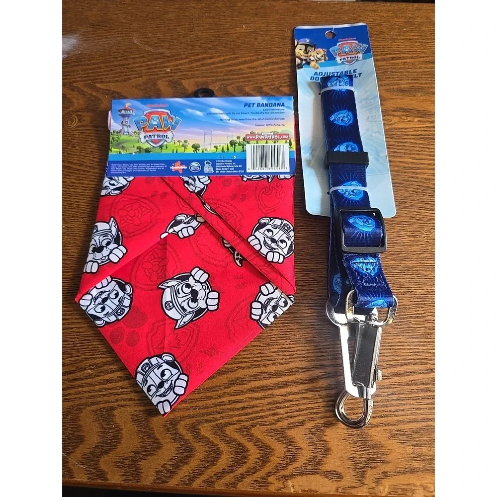 Paw Patrol Adjustable Dog Seat Belt & Bandana  (Brand New)‎